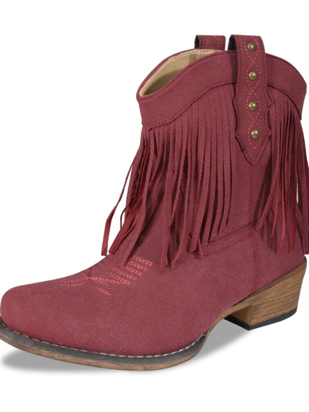 Cowboy Boots for Women Boho Suede Ankle Western Cowgirl Boots Mid Calf Pointed